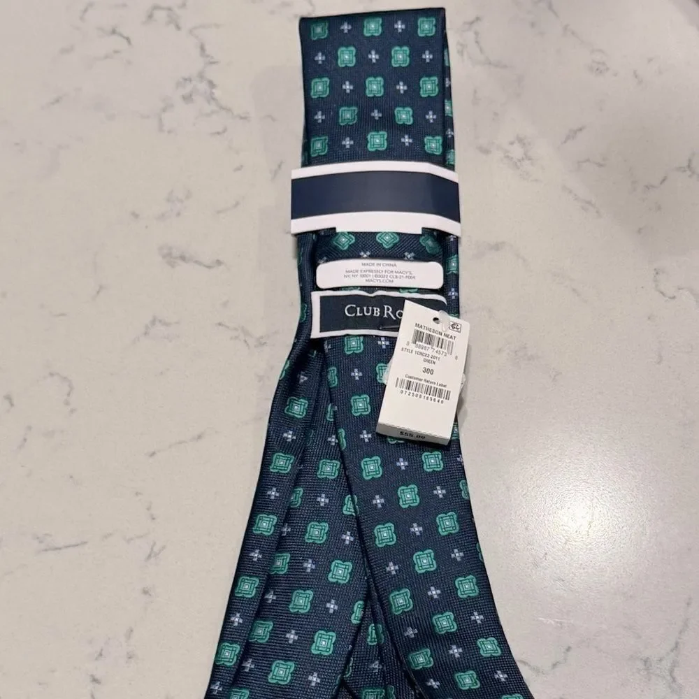 Club Room Men's Classic Geo Neat Tie Green OS, men’s tie